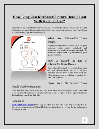 How Long Can KitchenAid Stove Decals Last With Regular Use?