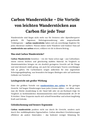 Carbon Wanderstöcke – Die Vorteile von leichten Wanderstöcken aus Carbon für jede Tour