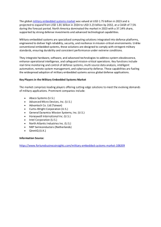 Global Military Embedded Systems Market