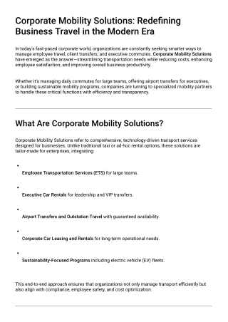 Corporate Mobility Solutions