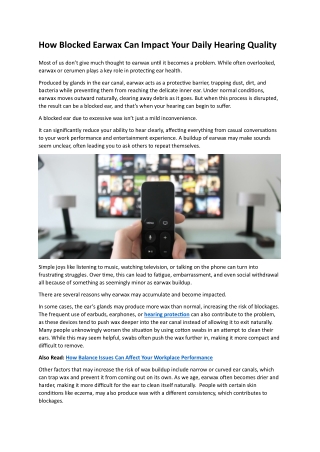 How Blocked Earwax Can Impact Your Daily Hearing Quality