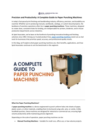 Precision and Productivity: A Complete Guide to Paper Punching Machines