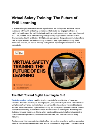 Virtual Safety Training_ The Future of EHS Learning