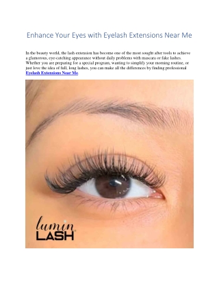 Enhance Your Eyes with Eyelash Extensions Near Me