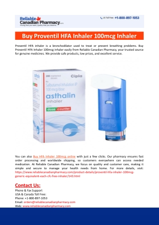 Buy Proventil HFA Inhaler 100mcg Inhaler
