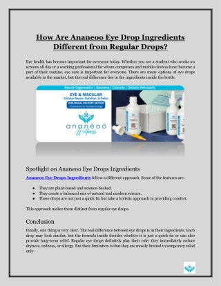 How Are Ananeoo Eye Drop Ingredients Different from Regular Drops?