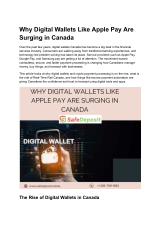 Why Digital Wallets Like Apple Pay Are Surging in Canada