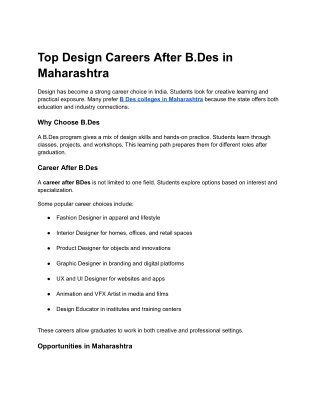 Top Design Careers After B.Des in Maharashtra