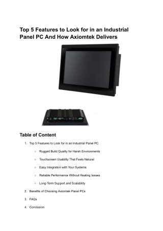 Top 5 Features to Look for in an Industrial Panel PC – And How Axiomtek Delivers