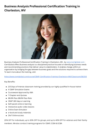 Business Analysis Professional Certification Training in Charleston, WV