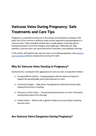 Varicose Veins During Pregnancy: Safe Treatments and Care Tips