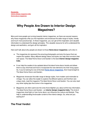 Why People Are Drawn to Interior Design Magazines_