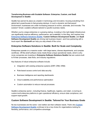 Transforming Business with Scalable Software_ Enterprise, Custom, and SaaS Development in Seattle
