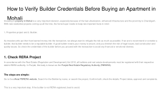 How to Verify Builder Credentials Before Buying an Apartment in Mohali