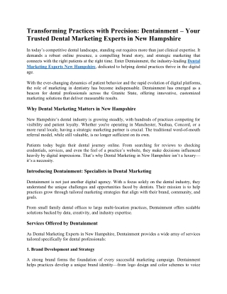 Transforming Practices with Precision: Dentainment – Your Trusted Dental Marketi