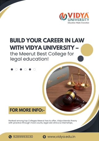 Build your career in law with Vidya University –