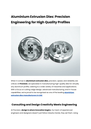 Aluminium Extrusion Dies_ Precision Engineering for High Quality Profiles
