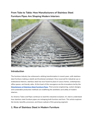 From Tube to Table_ How Manufacturers of Stainless Steel Furniture Pipes Are Shaping Modern Interiors