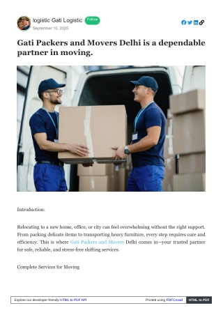 Your Relocation Partner, Gati Logistic Packers and Movers