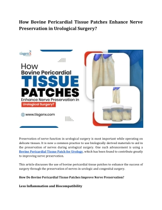 How Bovine Pericardial Tissue Patches Enhance Nerve Preservation in Urological S
