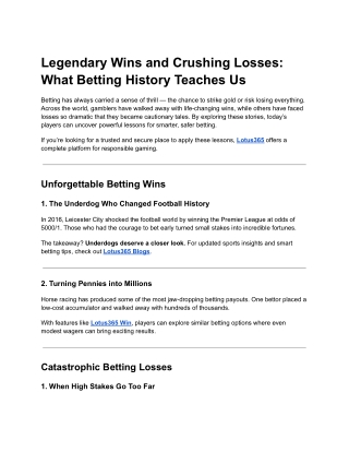 Biggest Betting Wins and Losses in History | Lessons for Bettors
