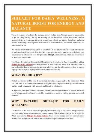 Shilajit for Daily Wellness_ A Natural Boost for Energy and Balance