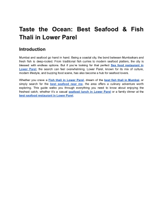 Taste the Ocean_ Best Seafood & Fish Thali in Lower Parel