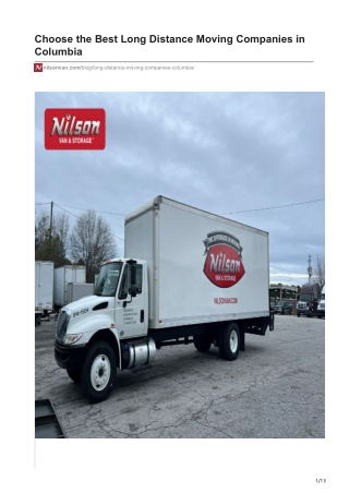 Choose the Best Long Distance Moving Companies in Columbia