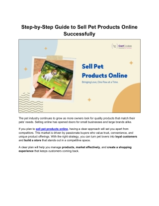 Complete Guide to Selling Pet Products Online