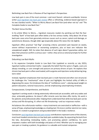 paul ingraham low back pain review