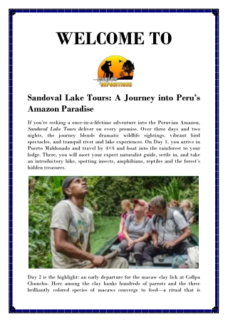 Sandoval Lake and Macaw Clay Lick Expedition