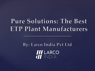 The Best ETP Plant Manufacturers