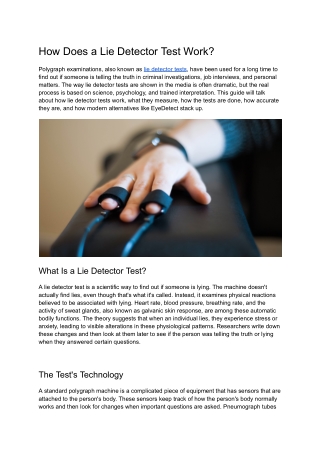 How Does a Lie Detector Test Work