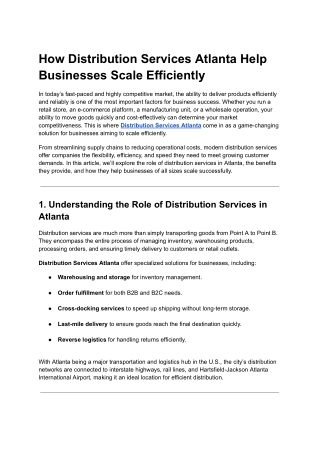 Distribution Services Atlanta