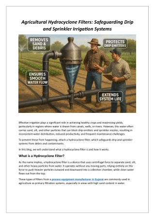 Agricultural Hydrocyclone Filters