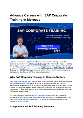 SAP Corporate Training in Morocco at Prompt Edify