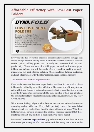 low-cost paper folders