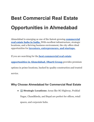 Best Commercial Real Estate Opportunities in Ahmedabad