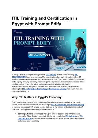 ITIL Training and Certification in Egypt with Prompt Edify