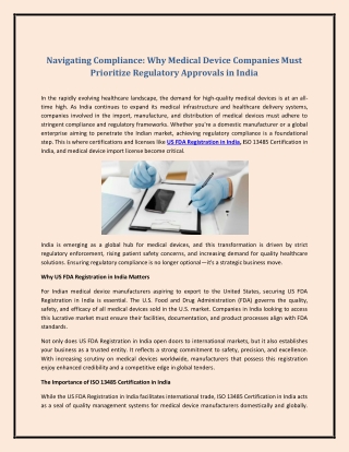 Navigating Compliance: Why Medical Device Companies Must Prioritize Regulatory A