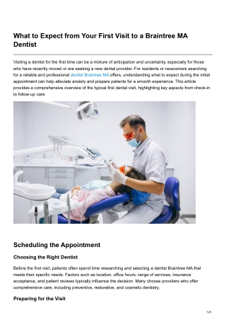 What to Expect from Your First Visit to a Braintree MA Dentist