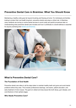 Preventive Dental Care in Braintree What You Should Know