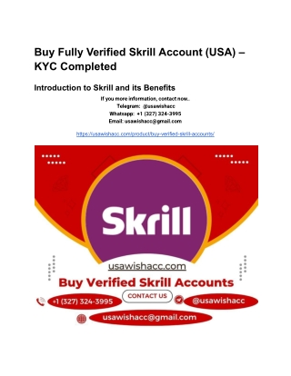 Buy USA Verified Skrill Account