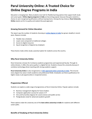 Parul University Online A Trusted Choice for Online Degree Programs in India