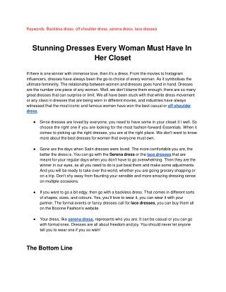 Stunning Dresses Every Woman Must Have In Her Closet