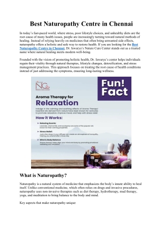 Best Naturopathy Centre in Chennai