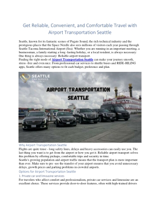 Get Reliable, Convenient, and Comfortable Travel with Airport Transportation Sea