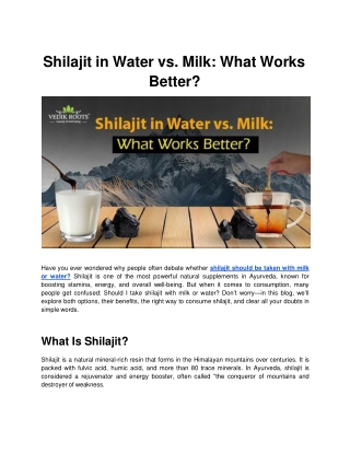 Shilajit in Water vs. Milk: What Works Better?