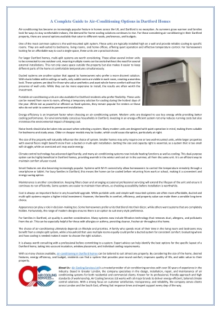 A Complete Guide to Air-Conditioning Options in Dartford Homes