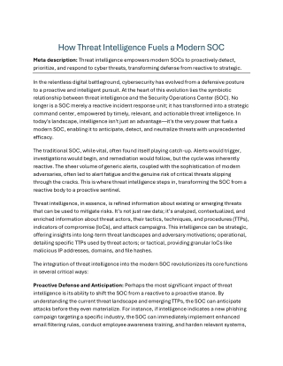 How threat intelligence fuels a modern SOC